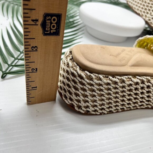 Rag & Bone Logan Cream/Yellow Crochet Flatform Wedge Slide Sandals Size 38 - Picture 8 of 11